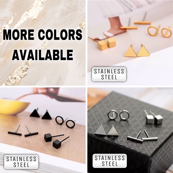 ⚜️[𝟯𝟬%𝗢𝗙𝗙|𝗯𝘂𝗻𝗱𝗹𝗲𝘀 𝟯+]⚜️Black Geometric Stud Earrings NEW - Picture 5 of 6